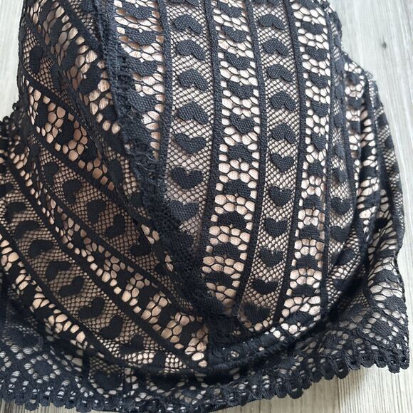 NWOT Adore Me Nymphadora Contour Balconette Bra Underwire Black Heart Lace 40DDD - Picture 4 of 13